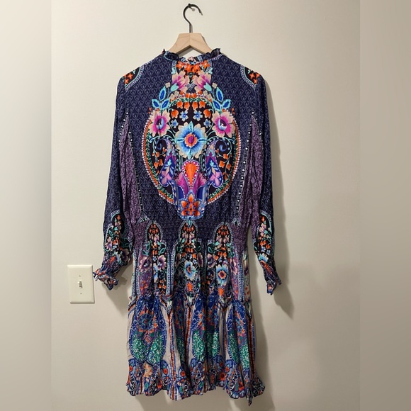 Johnny Was Multi-Color Floral Paisley Print Ruffle Pleated Dress Size Medium - Picture 6 of 8